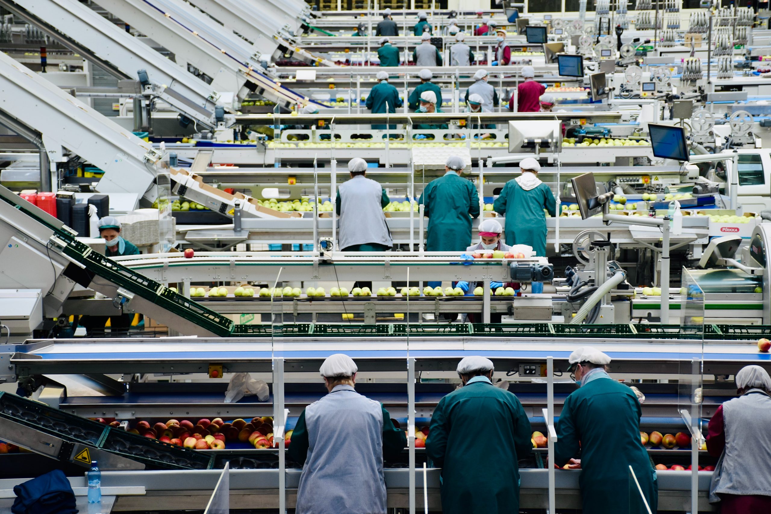 Inside an apple processing company in northern Italy